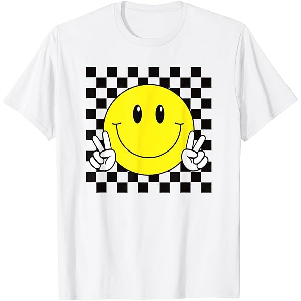 Amazon.com: Checkered Lightning Eyes Yellow Smile Face Shirt